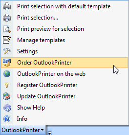 OutlookPrinter toolbar