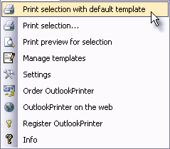 outlook quick print default printer