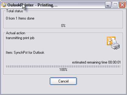 Printing process of Outlook Email print out