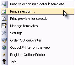 Print Outlook Email with different template